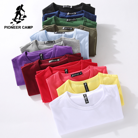 Pioneer Camp drop shipping t shirt men summer 100% cotton solid t-shirt mens casual tshirt male short sleeve plus size 4XL ► Photo 1/6