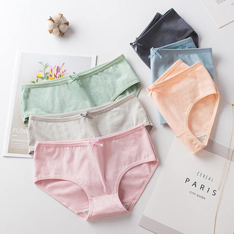 New Large Women's Underwear panties Pure Cotton Underpants Mid Waist Women Briefs Seamless Thin Soft Panties Girl Bow Briefs-XXL ► Photo 1/6