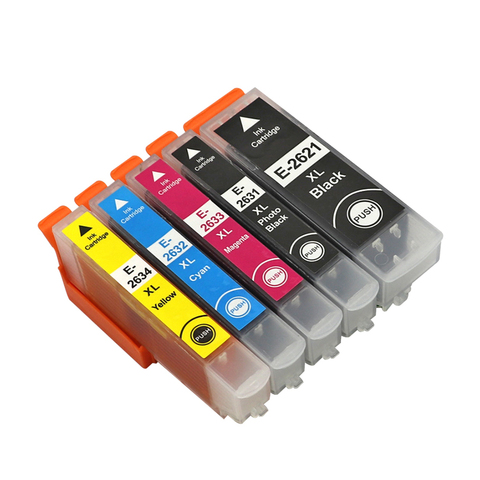 5 Color Compatible Ink Cartridge T2621 26XL for Epson XP510 XP520 XP600 XP605 XP615 XP620 XP625 XP710 XP720 XP800 XP810 XP820 ► Photo 1/6