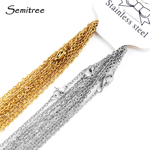 Semitree 10pcs 50cm 2mm Gold Stainless Steel Link Chains Necklaces Fashion Jewelry Cuban Chains Wholesale Chain DIY Crafts ► Photo 1/6