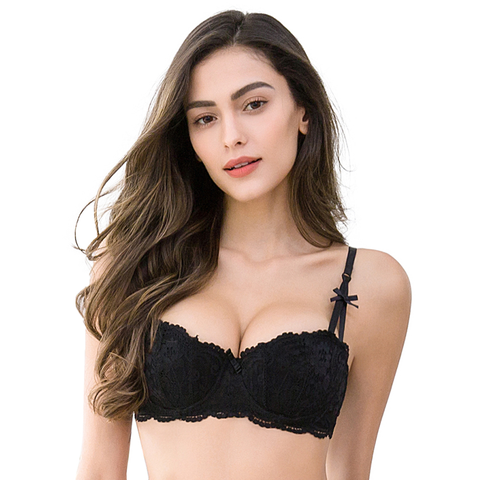 Sexy Lace Half Cup with Bow Lingerie Solid Breathable Comforable Cotton Intimates Bra ► Photo 1/6