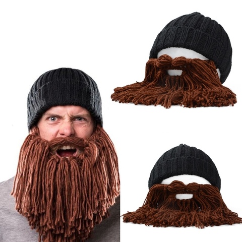 Funny Handmade Winter Wool Mustache Knitted Hats Pirate Face Mask Wig Beard Beanies Bonnet Caps ► Photo 1/6