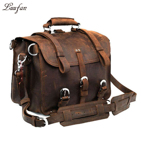 Thick Crazy horse leather travel bag 2 Use travel backpack men's real leather big capacity travel bag Large capacity weekend bag ► Photo 1/6