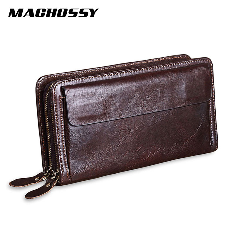 Men Leather Zipper Wallets Long Purse Male Clutch Phone coin purse Phone Bag