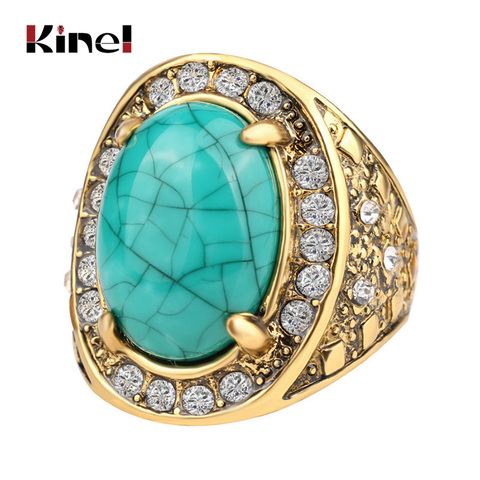 Hot 2015 Fashion   Gold  Rings For Women Inlay White Crystal Oval Punk Rock Big Ring LY Jewelry ► Photo 1/6