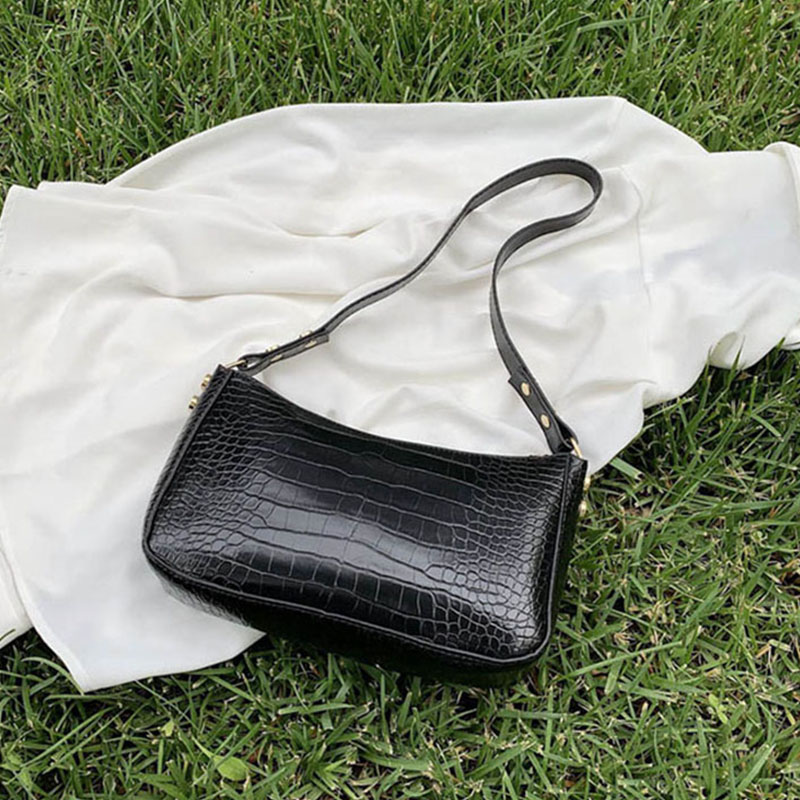 Women PU Leather Clutch Bag Retro Baguette Bags Shoulder Underarm Handbags Totes