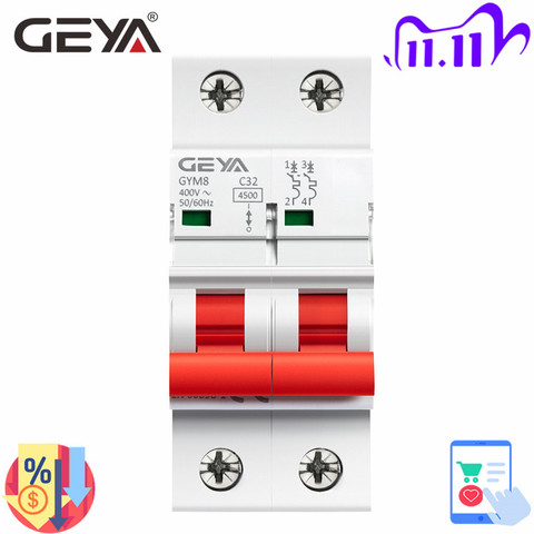 Free Shipping GEYA Circuit Breakers 2P 6A 10A 16A 20A 25A 32A 40A 50A 63A MCB Breaker with CE CB SEMKO Certificate ► Photo 1/6