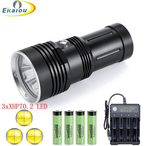 2022 new Powerful Super 200M Depth Diving Flashlight 3 x XHP70.2 LED Professional Dive Underwater Waterproof Tactical Torch Lamp ► Photo 1/6
