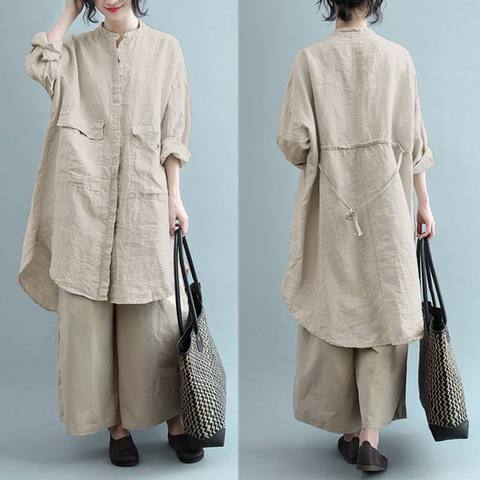 Fashion Linen Shirt Vestidos Women Spring Sundress ZANZEA Casual Long Sleeve Blusa Female Solid Asymmetrical Tunic Plus Size ► Photo 1/6