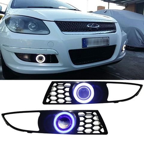 EEMRKE For Chery M11 A3 COB LED Angel Eyes DRL Daytime Running Light H11 55W Halogen Fog Lights Lamp Car Styling ► Photo 1/6