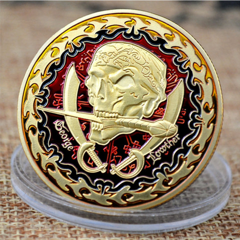 Pirate coin gold plated silver plated Enamel accessories nostalgic souvenir Russian ancient coin collection skull coin holder ► Photo 1/5