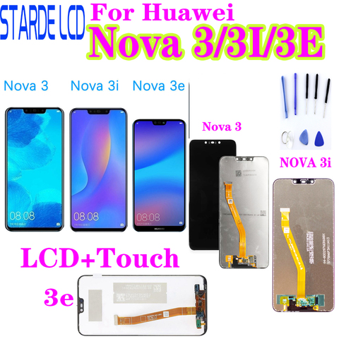 For Huawei Nova 3 LCD Display Touch Screen PAR LX1 LX9 Nova 3i LCD INE LX2 L21 Nova 3e Display ANE LX3 L23 Screen Nova3 Replace ► Photo 1/6