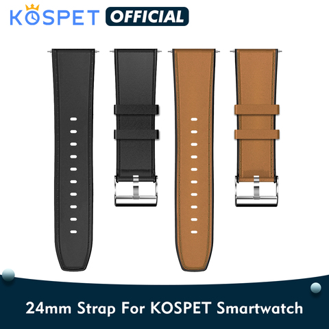 KOSPET Head layer cowhide Silicon Stainless wtach strap 24mm smartwatch band strap For KOSPET Smartwatch Phone ► Photo 1/5