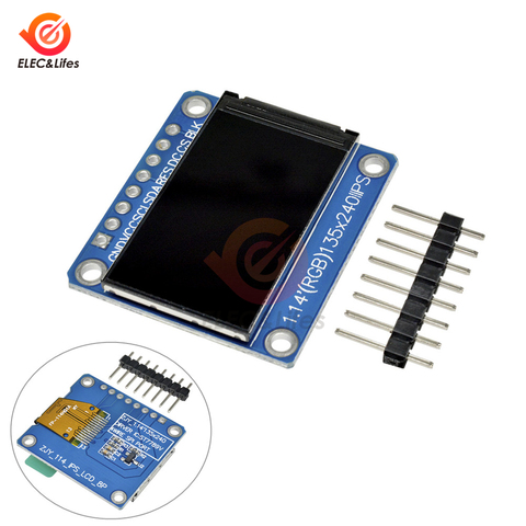 1.14inch 135x240 SPI Serial TFT LCD Display Module ST7789 Drive IC IPS HD RGB LCD Screen Full View 8-Pin 135*240 3.3V SPI Port ► Photo 1/6