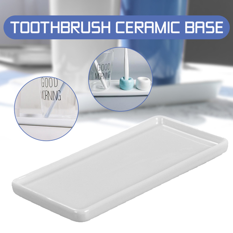 Creative Bathroom Toothbrush Ceramic Base White Porcelain Trays Rectangle Holder Stand Sanitary Storage Bathroom Accessories ► Photo 1/6