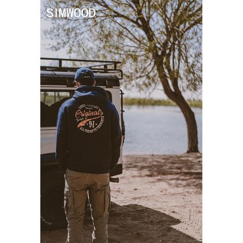 SIMWOOD Warm Fleece Heavyweight Pullover Hoodie Men Loose Logo Print Jogger Sweatshirts Plus Size 2022 Autumn Winter New Hoodies ► Photo 1/6