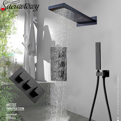 Thermostatic shower syste Waterfall Shower Faucet Concealed Shower r Wall Mounted Shower Column Hot And Cold Mixing Valve ► Photo 1/6