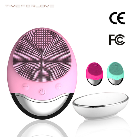 Mini Electric Face Cleaner Sonic Silicone Facial Cleansing Brush Electric Ultrasonic Vibrating Face Massager Pore Deep Cleaning ► Photo 1/6