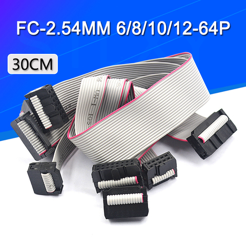 2PCS 2.54MM pitch FC-6/8/10/14/16/20/40/50 PIN 30CM JTAG ISP DOWNLOAD CABLE Gray Flat Ribbon Data Cable FOR DC3 IDC BOX HEADER ► Photo 1/1