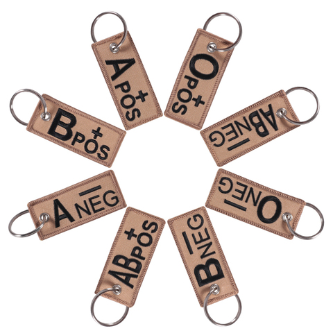 Blood Type Keychains Chapter A+B+AB+O+ Front POS Negative NEG Blood Type Group Tactical Military Emergency Keychain ► Photo 1/6