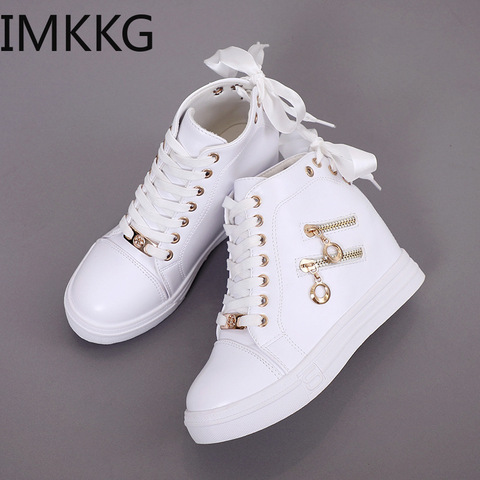 Women Sneakers 2022 Women Casual Shoes Zipper Height Increasing Breathable High Top Women Walking Flats Trainers Shoes Y10284 ► Photo 1/6