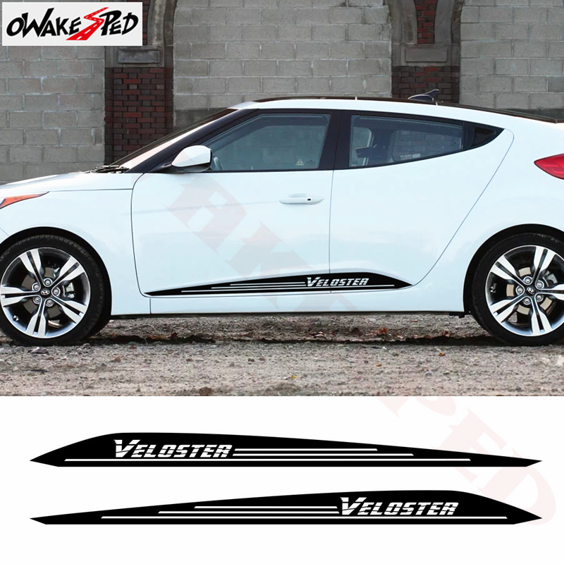 Side Line Decals Sticker Carbon Fabric Black 4p For 2011-2016 Hyundai Veloster