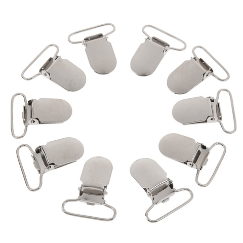 High Quality 10pcs/Lot Lead Free  Metal Hook Pacifier Suspender Clips 25mm for Jacket Clothes Accessories ► Photo 1/6