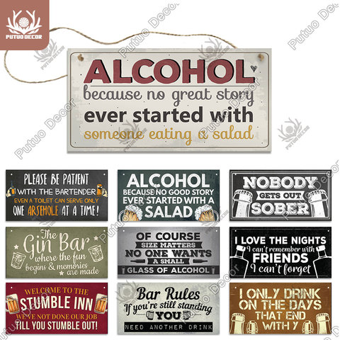 Putuo Decor Bar Signs Funny Wooden Signs Gifts Decorative Plaques In Bar Door Decoration Pub Club Hanging Home Decor ► Photo 1/6