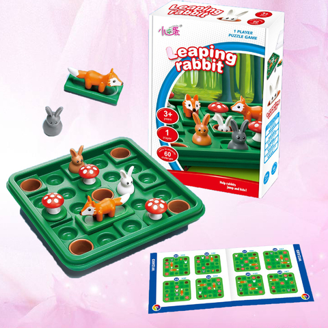 Game Bunny Bouncing Kids Puzzle Board Game Checkers Toy Fun brain-moving toys for children Toys suitable over 7 years old ► Photo 1/6