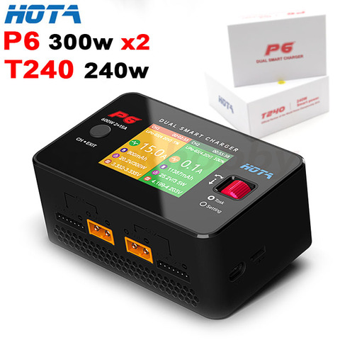 HOTA P6 DC600W 300W x2 15A x2 T240 AC240W Dual Channel Smart Balance Charger for Lipo LiIon NiMH Battery RC Drone Car Boat DIY ► Photo 1/6