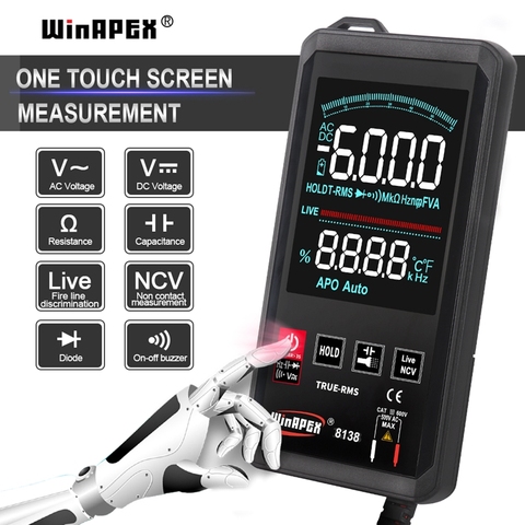 Touch Screen Digital Multimeter 6000 Counts AC DC Voltage NCV True RMS Temp Resistance Capacitance Meter Automatic Multimeters ► Photo 1/6