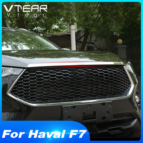 Vtear for Haval F7 F7X chromium styling grill lip molding Car front engine cover trim exterior car-styling accessories part 2022 ► Photo 1/6