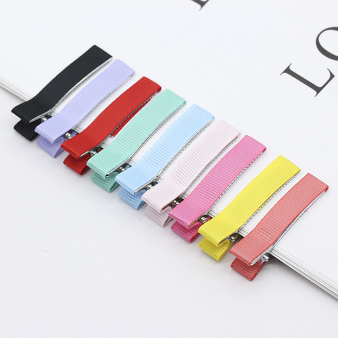20p 10x50mm Girls Baby Kids Grosgrain Ribbon Covered Lined Alligator Hair Clips Double Prong  Hairpin For Bows flower craft DIY ► Photo 1/3