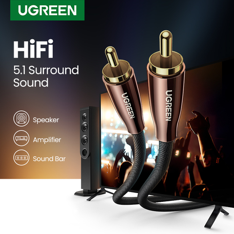 Ugreen HiFi 5.1 SPDIF RCA to RCA Male to Male Coaxial Cable Stereo Audio Cable Nylon 3m 5m RCA Video Cable for TV Amplifier Home ► Photo 1/6