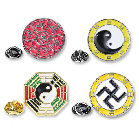 Swastika gossip electroplated metal badges religious tai chi clothing accessories brooches bag decoration badges ► Photo 1/6