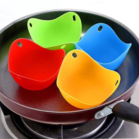 4pc Egg Poachers Silicone Egg Cooker Kitchen Tools Pancake Cookware Bakeware Steam Eggs Plate Tray Healthy Egg Pancake ► Photo 1/6