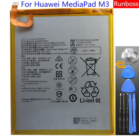 Price History Review On 100 Original New 5100mah Hb29c0ecw For Huawei Mediapad M3 M5 8 4 Btv Dl09 Btv W09 Sht Al09 Sht W09 Battery Tools Aliexpress Seller Runboss