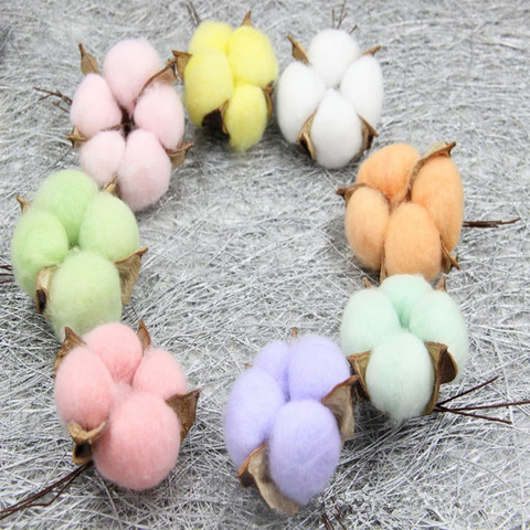 6pcs Natural Dried Flower Colorful Cotton Flower Heads Kapok Cotton DIY Christmas Garland Materials Home Decor Party Supplies ► Photo 1/6