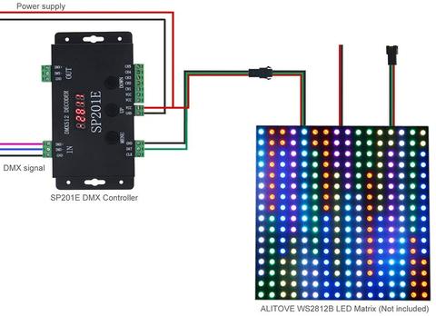 WS2812B WS2811 DMX to SPI Controller Decoder, W/ 99 Color Modes, SP201E 5 Channel DMX 512 RGB WW Decoder Controller for SK6812 ► Photo 1/6