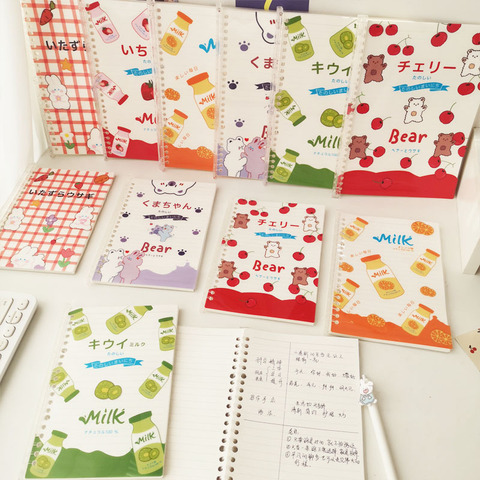 SKYSOINC A5/B5 Ring Notebooks Korea Design Bear Yakult Milk Fruits Loose-Leaf Notebook Jaurnal Kawaii Dairy School Stationery ► Photo 1/6