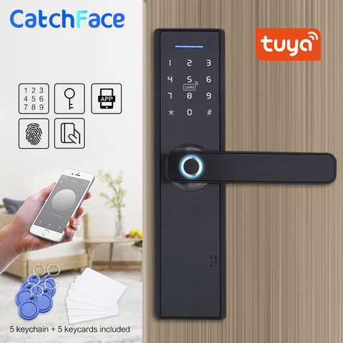 Brazil Warehouse Tuya Smart APP Fingerprint Door Lock  Smart Card Digital Code Electronic Door Lock  Home Security Mortise Lock ► Photo 1/6