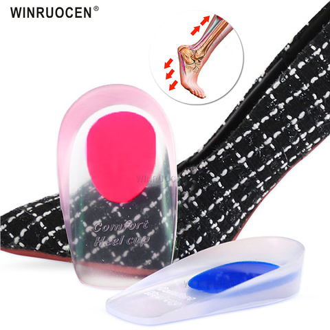 1pair Soft Silicone Gel Insoles for heel spurs pain Foot cushion Foot Massager Care Half Heel Insole Pad Height Increase ► Photo 1/6