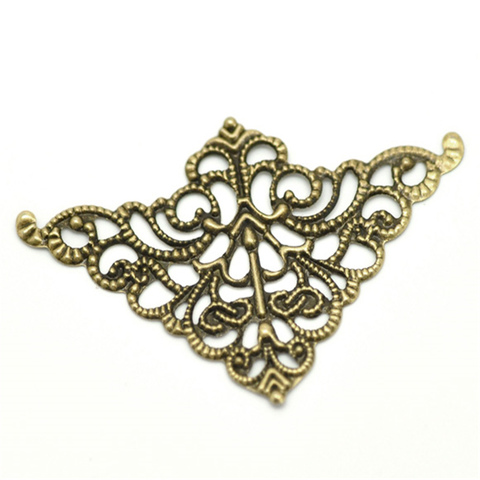 100 PCs Doreen Box Antique Bronze Filigree Triangle Wraps Connectors Alloy 5cm x 3.2cm For DIY Jewelry Making Findings Wholesale ► Photo 1/5