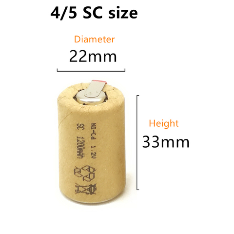 10/lot  High quality battery rechargeable battery sub battery 4/5 SC Ni-Cd battery 1.2 v with tab 1200 mAh for Electric tool ► Photo 1/4
