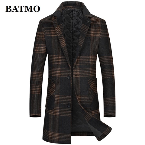 BATMO 2022 new arrival autumn&winter wool trench coat men,men's plaid wool coat,plus-size M-5XL 2975 ► Photo 1/6