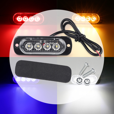 4 LED Light For Car Truck Warning Light Car SUV Vehicle Yacht Motorcycle Truck Light 12V Universal Waterproof Ultra-Thin ► Photo 1/6