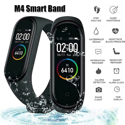 M4 Color Screen Smart Wristband Heart Rate Monitor Fitness Activity Tracker Smart Band Blood Pressure Music Remote Control ► Photo 1/6
