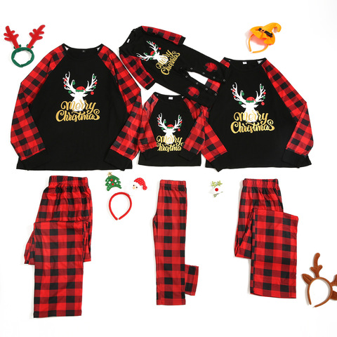 Pajamas Christmas for Families Ugly Plaid Print Sleepwear Father Mother Kid & Baby Pyjamas Sets Family Matching Clothes ► Photo 1/6