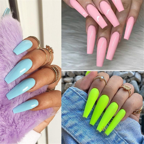 100 Pcs/Set Full Cover Matte False Nail Tips Nail Art Manicure Matte Tips for False Fake Nails Extension  Ballerina False Nails ► Photo 1/6