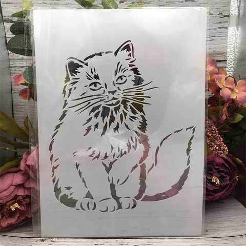 1Pcs 29cm A4 Cute Fat Cat DIY Layering Stencils Painting Scrapbook Coloring Embossing Album Decorative Template ► Photo 1/1